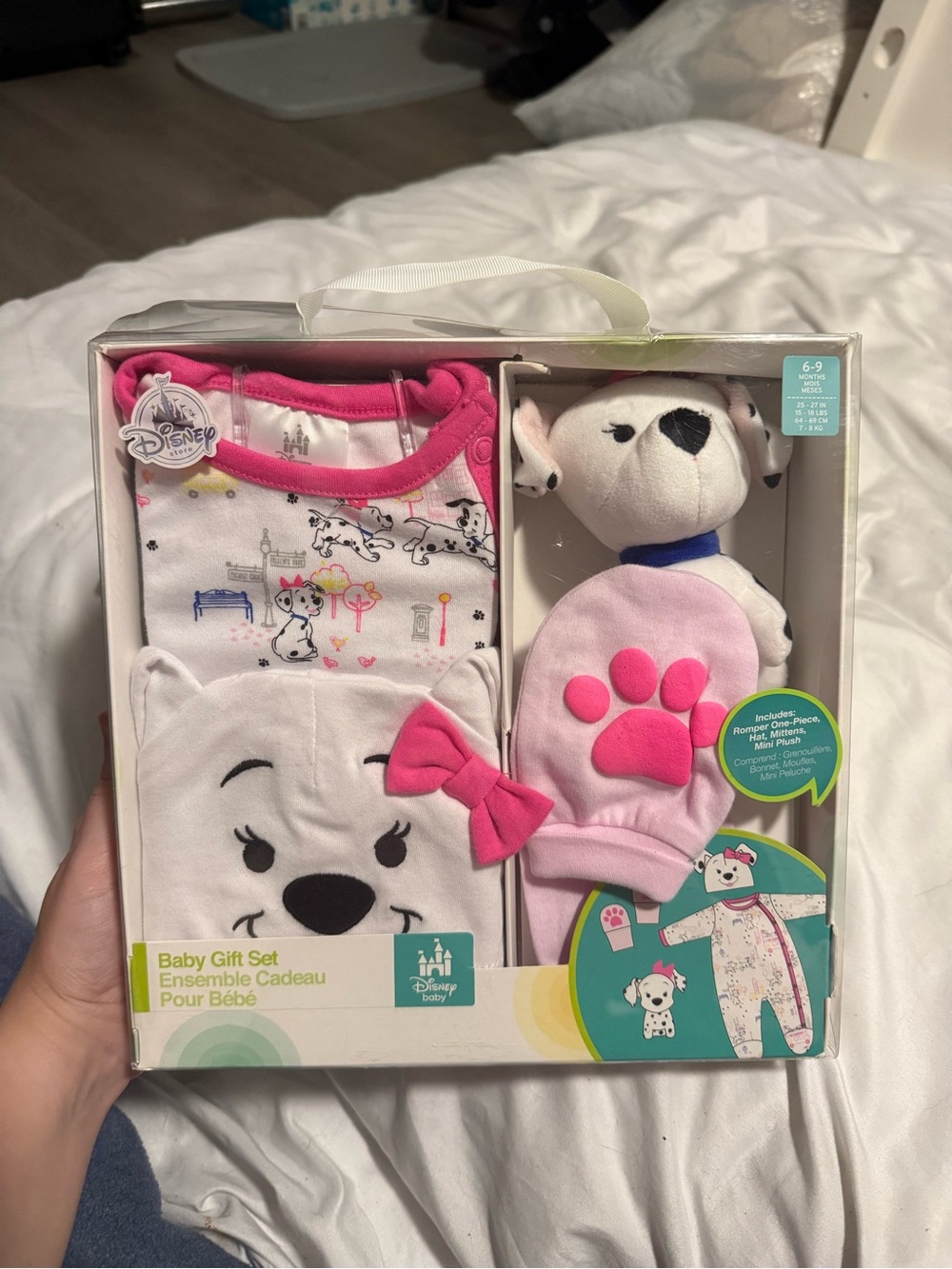 Disney Pink and White Puppy Baby Gift Set with Plush Rattle